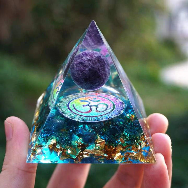 (79% OFF TODAY ONLY) OM AMETHYST & BLUE QUARTZ PYRAMID