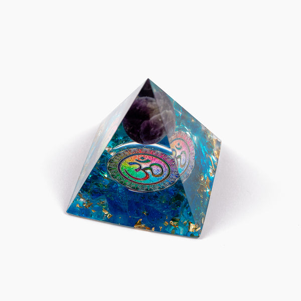 OM AMETHYST & BLUE QUARTZ PYRAMID